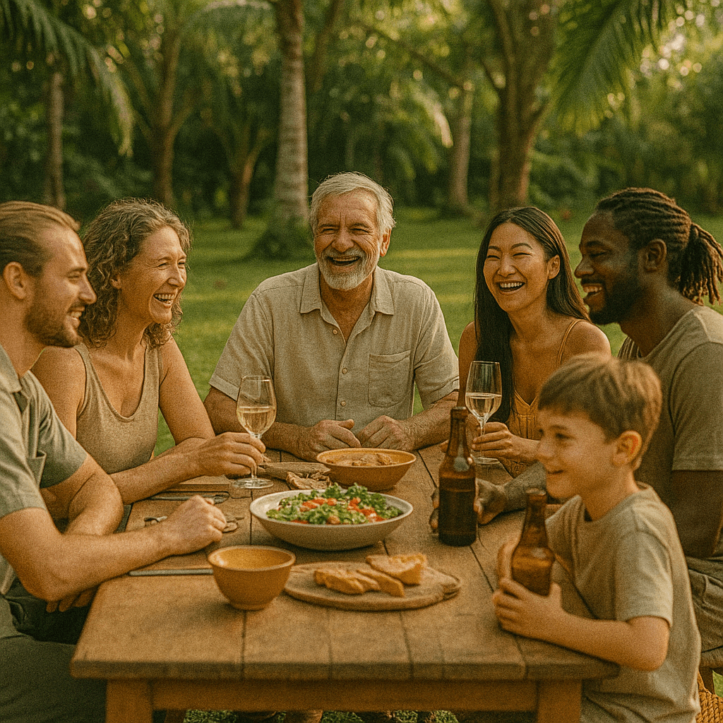 Family gathering in nature